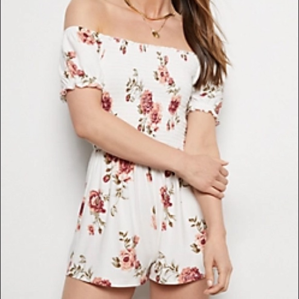 floral off the shoulder romper